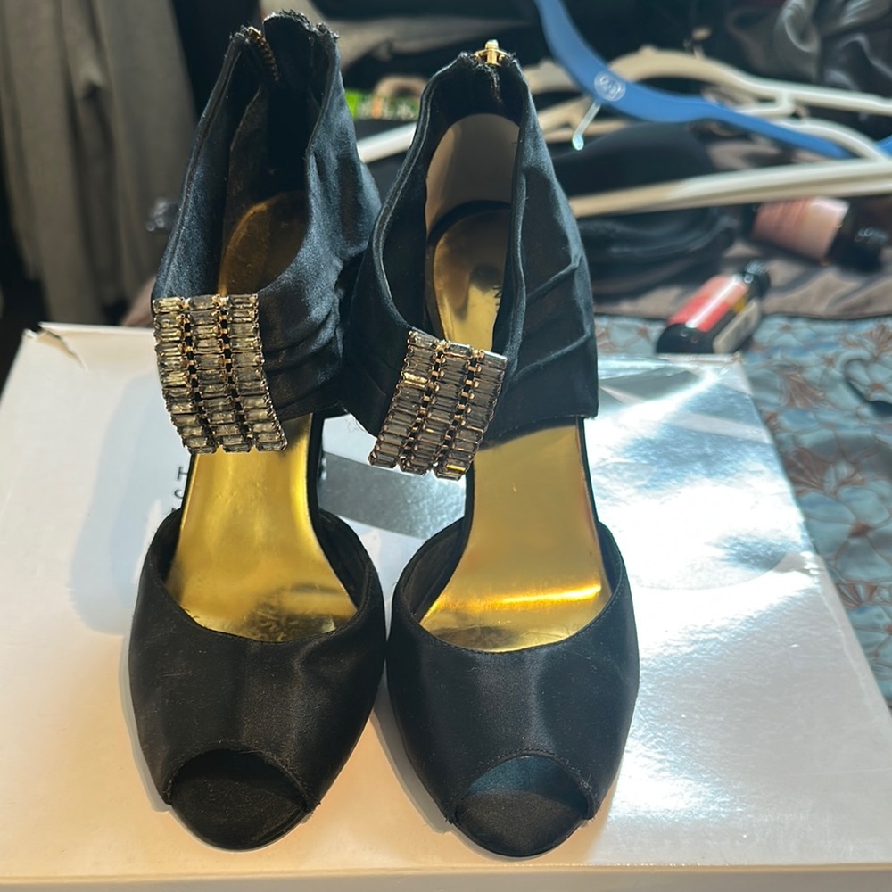 Elegant Black Peep-Toe Heels